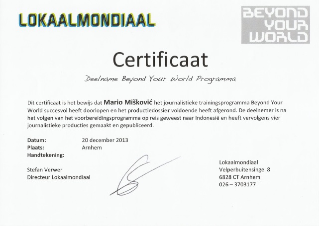 Certificaat Lokaalmondiaal