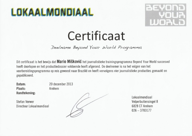 Certificaat Lokaalmondiaal